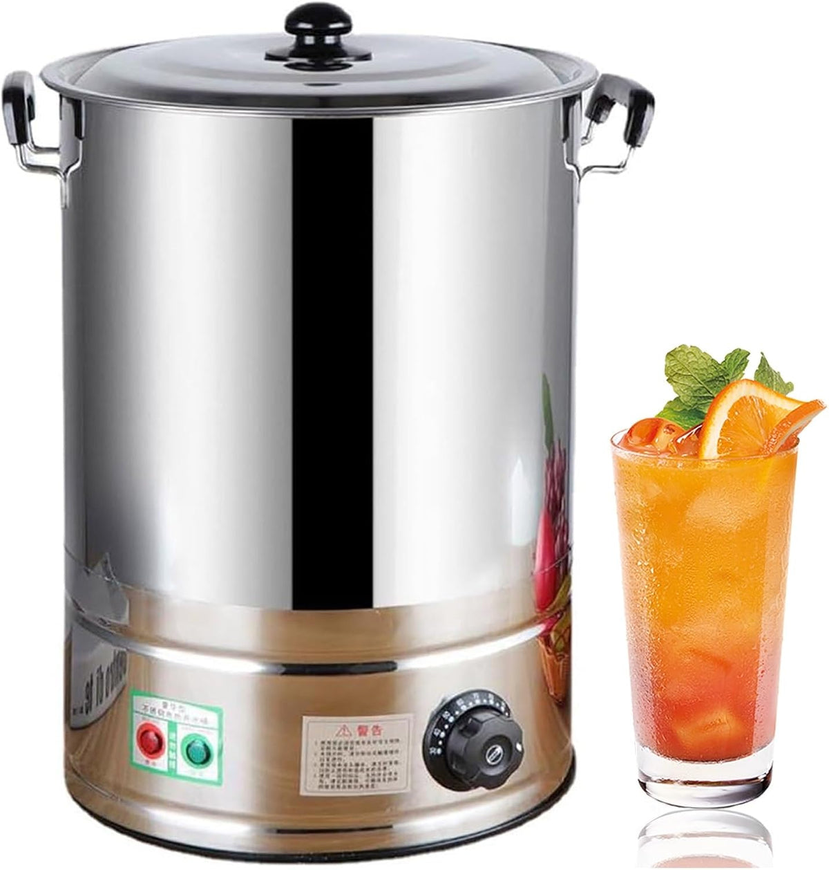 Generic Dispensadores de bebida, Urna de café comercial, 20L/30L/40L, máquina eléctrica de zumo de acero inoxidable con tapa, dispensador grande de