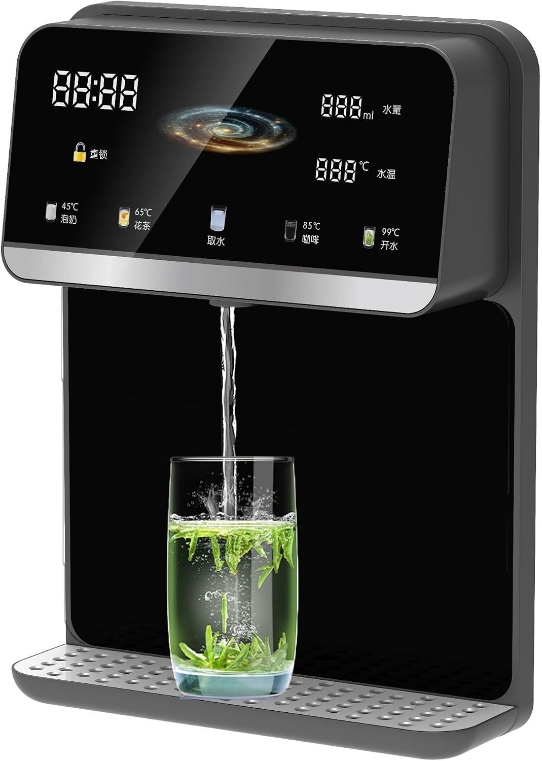 Dispensadores de agua fría y fuent Dispensador De Agua De Pared Con Alimentación De Red, Con Bloqueo Electrónico Para Niños, Pantalla Táctil, Descarga