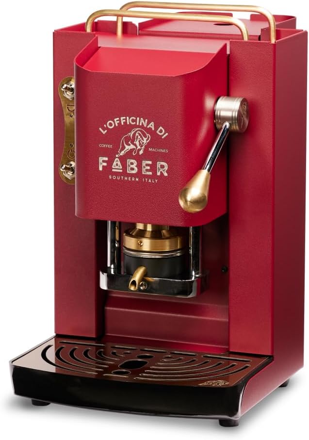 Cafeteras de goteo de FABER, Pro Deluxe Macchina da Caffè Cialde 44mm Cherry Red Ottone