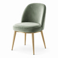 Silla de comedor de terciopelo verde con patas de metal dorado