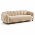 Sofá de 3 plazas beige de tela bouclé con base de madera