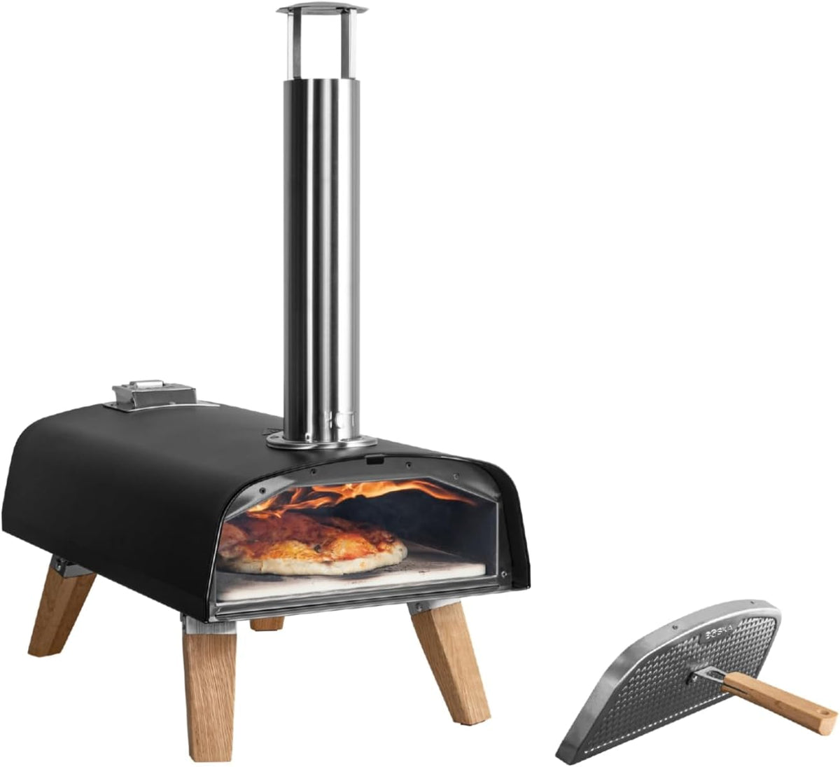 BOSKA Hornos individuales para pizza, Horno de pizza al aire libre Pro Pellet, Horno portátil para pizza de pellets, Pizza en 90 segundos, Pellets de