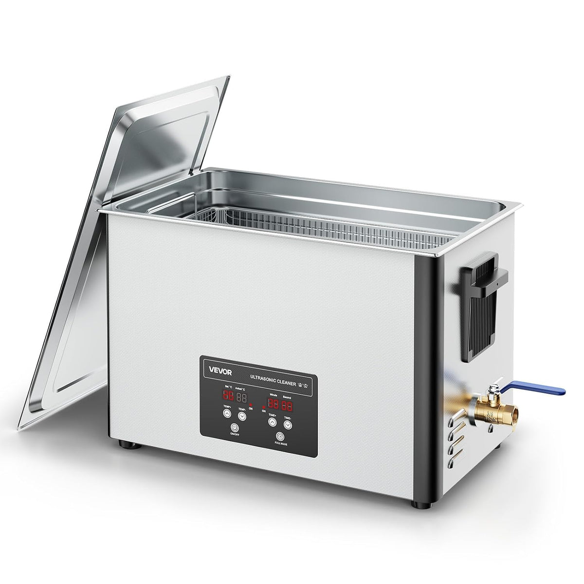 VEVOR Limpieza y cuidado, Limpiador Ultrasónico 30 L, Máquina de Limpieza Ultrasónica Profesional con Cesta de Limpieza y Pantalla Digital, 480 W