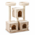 Árbol para gatos de madera y felpa beige
