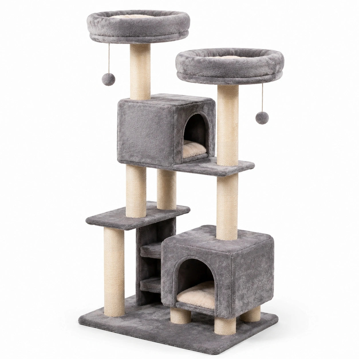 Árbol para gatos de madera y sisal 145 cm gris