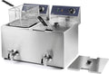 Freidora 69469 69468-Freidora eléctrica Doble con Grifo Profesional 3250 W (x2), 16 L, Acero Inoxidable, LACOR