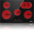 Placa de cocina IsEasy, vitroceramica 5 zonas Placa cocción vitrocerámicade 8600 W 77cm 9 niveles de potencia, temporizador, sensor táctil