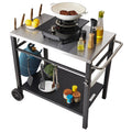 Carros de servir VEVOR, Carrito de Comedor para Barbacoa al Aire Libre con Estante Doble, Mesa Móvil de Preparación de Alimentos para Barbacoa, Tapa