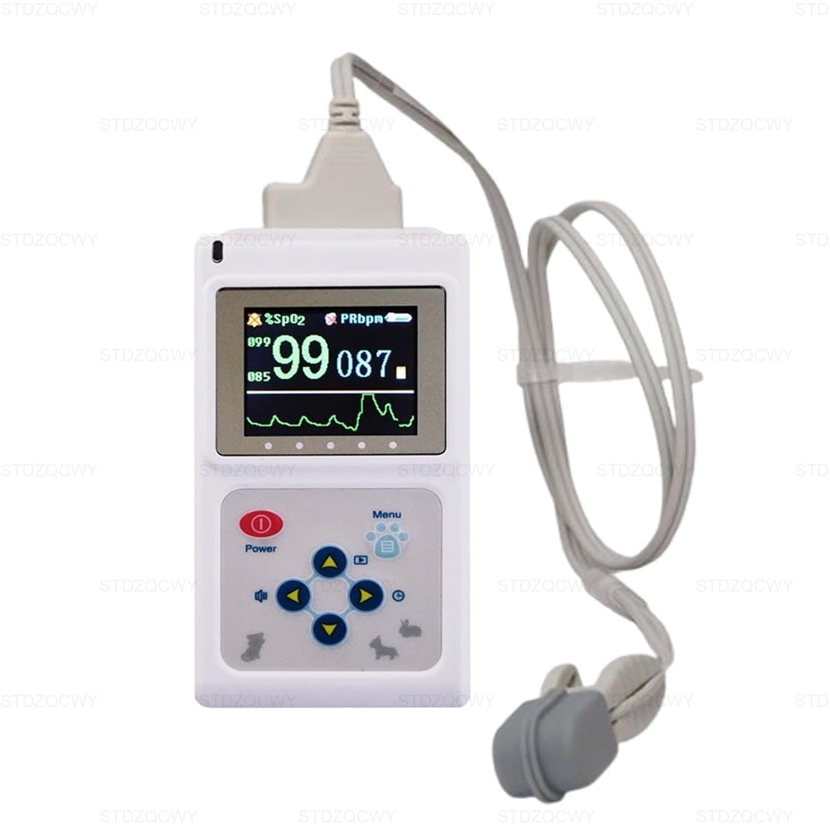 STDZQCWY Oxímetro, Tensiómetro Veterinario Portátil, pulsioxímetro Veterinario, pantalla LCD De 1, 8 Pulgadas, con Reproducción, Transmisión Y