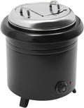Xigner Calentadores de comida y de platos para bufé, Calentador de sopa eléctrico de 13 l, acero inoxidable, caldera y sopa de 400 W, con tapa y olla