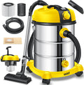 Masko Aspiradoras industriales para sólidos y líquido, ® Aspiradora industrial en seco y húmedo, de acero inoxidable, 2300 W, con enchufe, función de