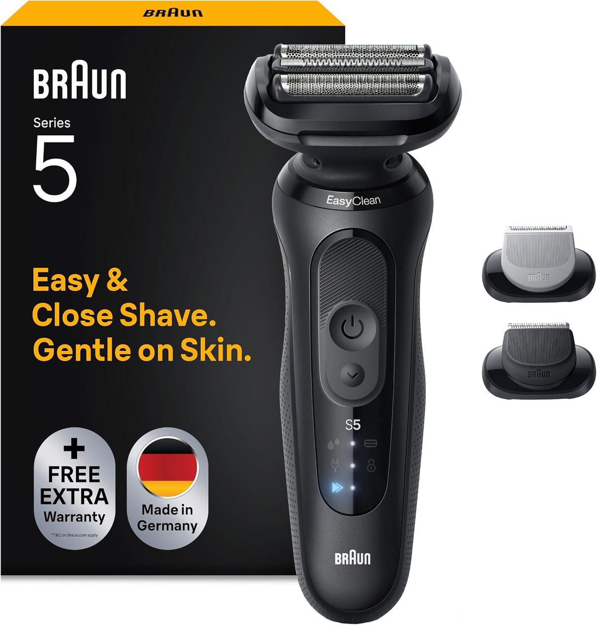 Braun Afeitadoras eléctricas de láminas para hombre, Series 5 Afeitadora Eléctrica Hombre, 52-N1650SI, Negro