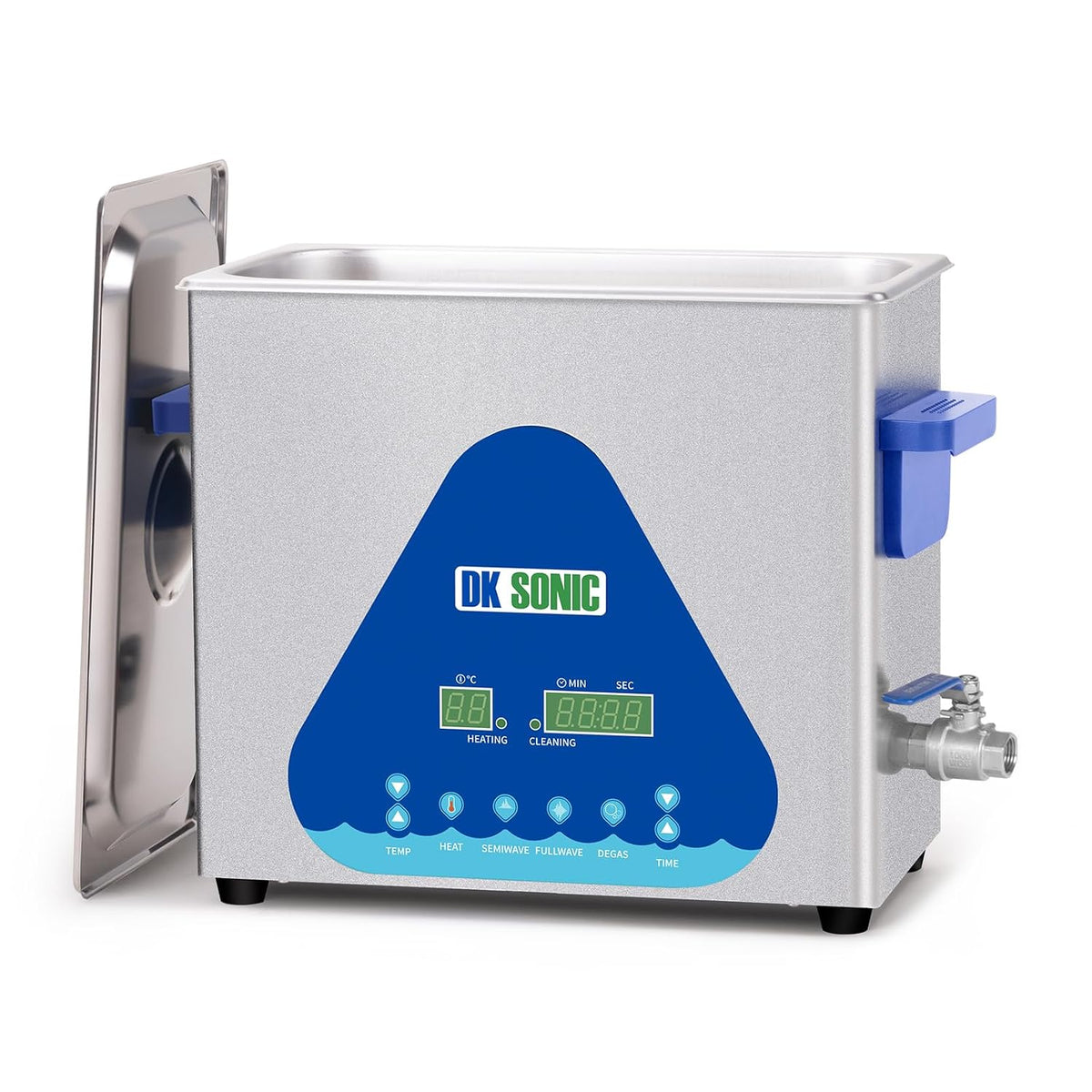 DK SONIC Limpieza y cuidado, Limpiador ultrasónico con temporizador digital y cesta para dentaduras postizas, monedas, piezas metálicas pequeñas