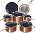 Baterías de cocina Ollas 12 Piezas G10 Cerámica de Duralon en Cobre, libre de PFAS, Nuwave