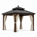 Pabellón de madera y metal con cortinas de poliéster 300x300x280 cm