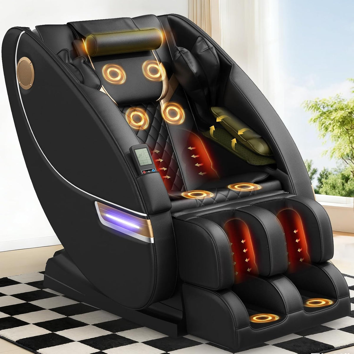 Sillones y asientos de masaje eléctrico Sillón de Masaje de Cuerpo Completo, con 14 Puntos de Masaje y 8 airbags, calefacción Lumbar y para Las