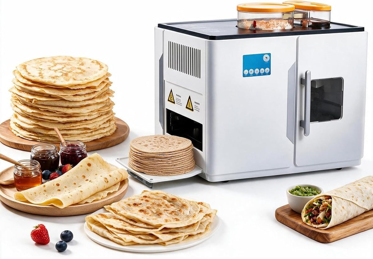 Quesadillera MáQuina EléCtrica para Hacer Panqueques Tortillas Pan Pita Chapati Tortillas Harina con Ventana Transparente Y Salida Frontal, para Hacer
