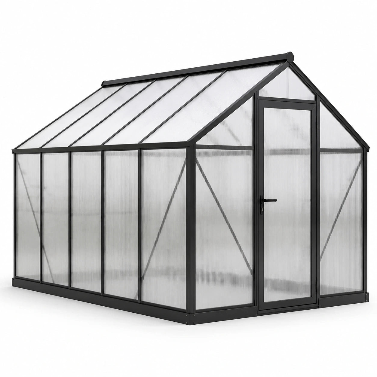 Invernadero de Aluminio con Paneles de Policarbonato Transparente y Negro