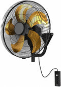 Ventiladores de pared Ventilador de Pared Industrial 152 W, 5 Aspas, 3 Velocidades, Negro/Oro, FAN PROJECT