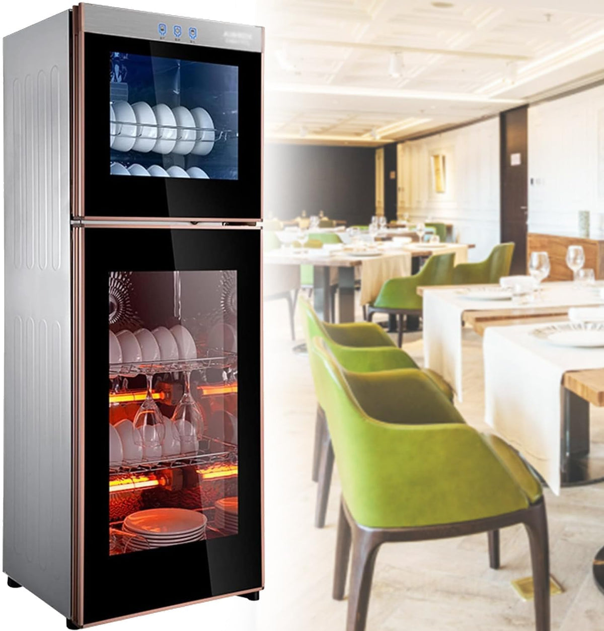 RETRIN Desinfectant, Armario De Desinfección De Acero Inoxidable Para Uso Comercial Y De Restaurante Cocina Vertical Hogar Tazón Palillos Vajilla