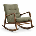 Silla mecedora de madera con tapizado de poliéster verde