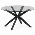 Mesa de vidrio templado y metal negro, diámetro 120 cm