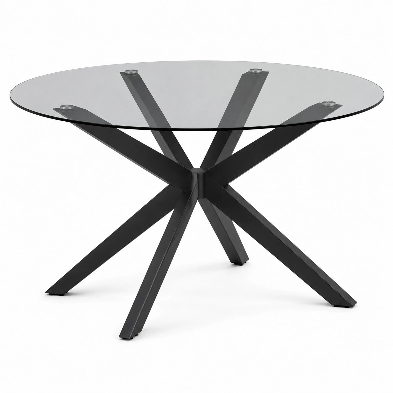 Mesa de vidrio templado y metal negro, diámetro 120 cm