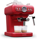 Máquinas de café espresso a vapor de KLARSTEIN, Cafetera Espresso con Espumador de Leche, Mini Cafetera Espresso Retro de 1, 2 litros con Portafiltro