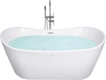 Hidromasaje Beliani, Bañera de hidromasaje independiente de acrílico blanco LED 168 cm moderno jets de masaje spa Antigua