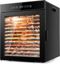 Deshidratador de Kwasyo, de Alimentos de 12 Bandejas de Acero Inoxidable, Todo en Negro, Estructura de Doble Capa, Gran Capacidad, Deshidratador para