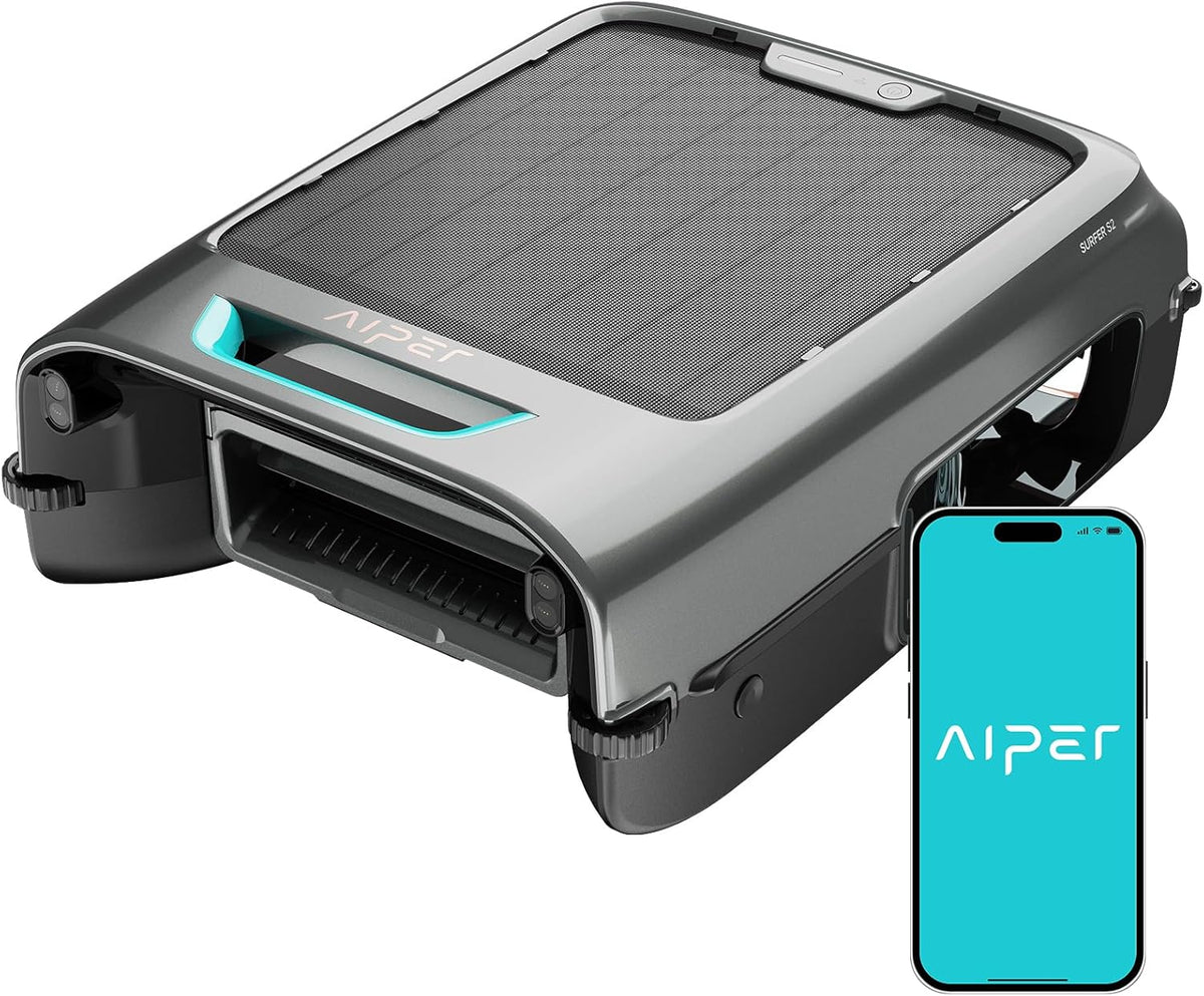 Limpiafondos automático de AIPER, EcoSurfer S2 Robot Skimmer Superficie Piscina Solar, Robot Piscina Inalámbrico con App, Limpieza de Superficie 24/7