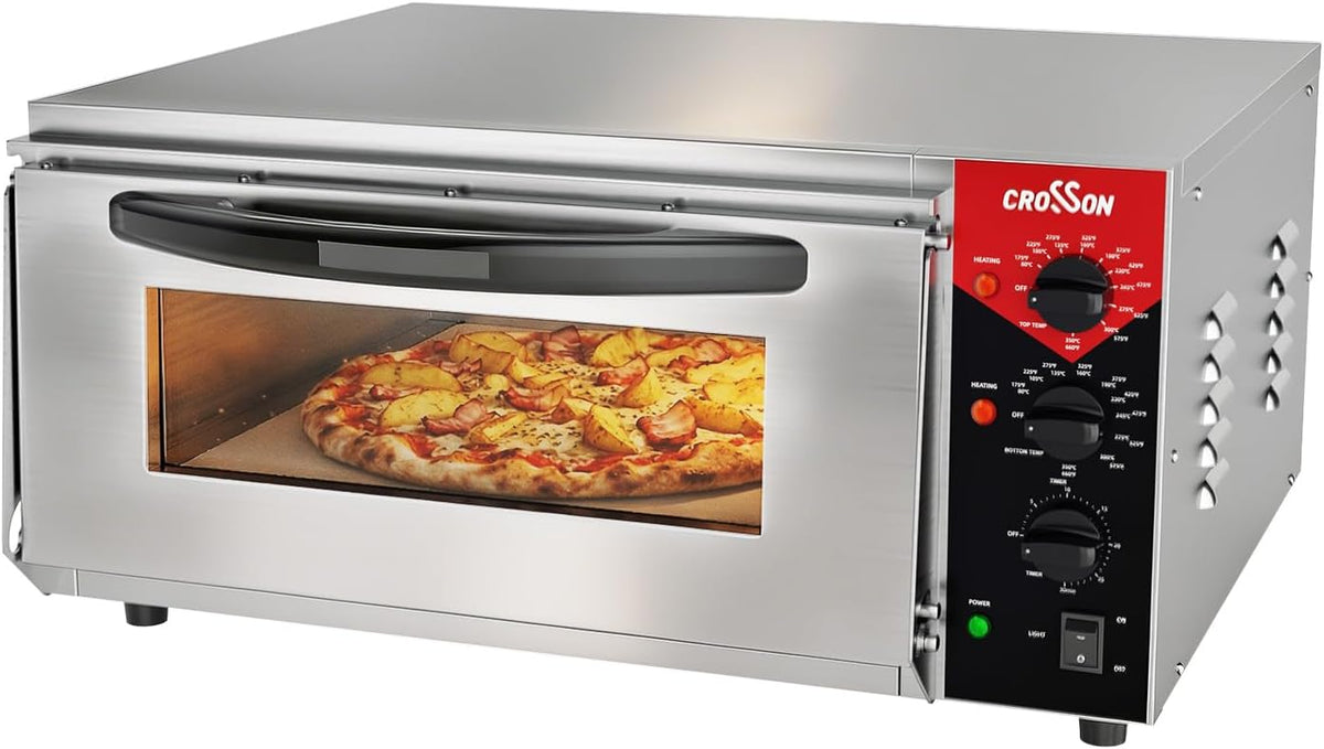 Hornos individuales para pizza crosson, Horno para Pizza Profesional de 19 Pulgadas, Horno Pizza Electrico de Acero Inoxidable Temperatura hasta 350℃