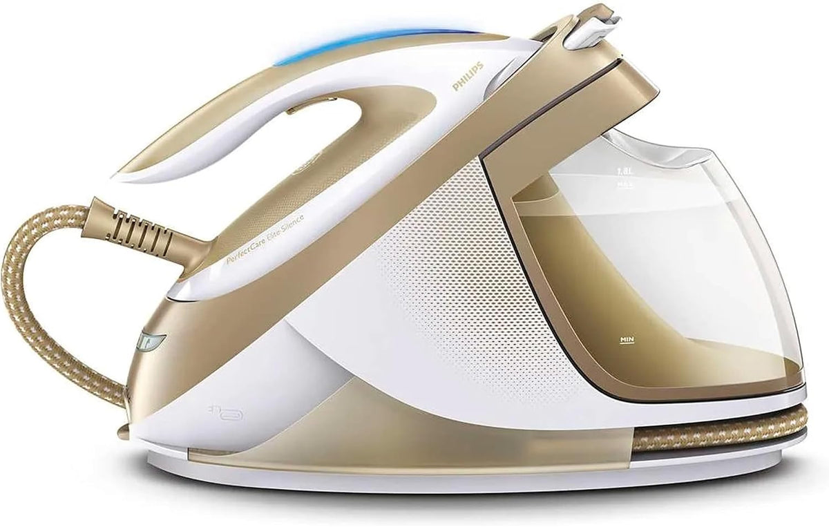 PHILIPS Centros de planchado, GC9642/60 PerfectCare Elite Silence - Estación de planchado a vapor, 2400 W, OptimalTEMP, presión de vapor de 7, 2 bares