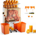 VEVOR Exprimidores eléctrico, Exprimidora de Naranjas Comercial 120 W de Acero Inoxidable y PC, Eléctrica, Con 2 Recipientes Recolectores, Capacidad