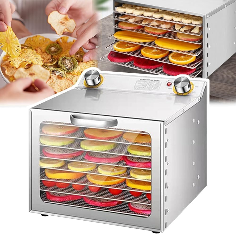 Generic Deshidratador, Máquina liofilizadora con temporizador y temperatura ajustables, ventilador de 360° para conservar frutas, verduras, carne