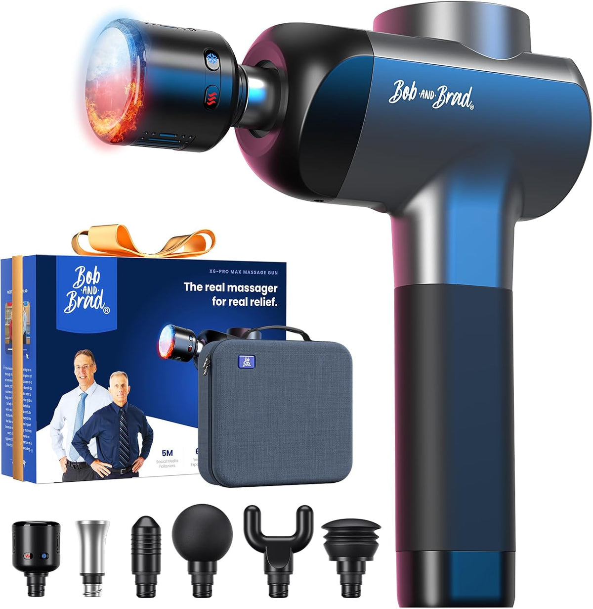 Masajeadores eléctricos de mano X6 Pro Max Pistola de Masaje Muscular con Cabezal de Masaje Térmico-Frío y Metálico, 11mm de Amplitud Pistola Masaje
