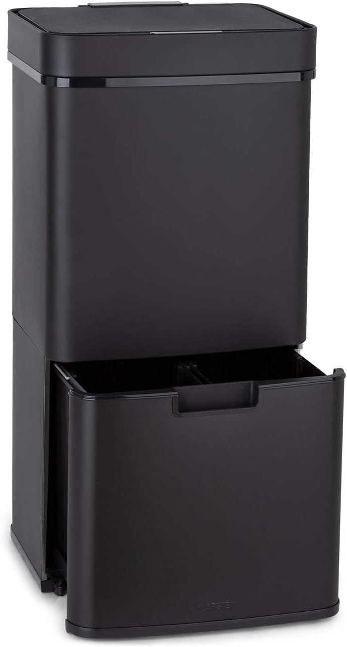 Cubos de basura para la cocina de KLARSTEIN, Royal Trash cubo de basura con sensor, 72 L en 4 compartimentos, residuos y reciclaje: 43 & 2 x 12, 5 L