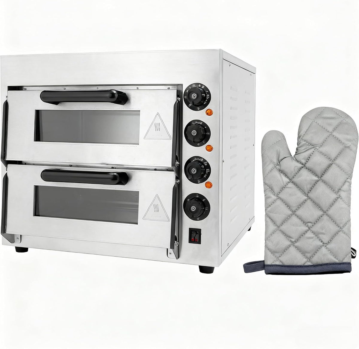 PromiseFly Hornos individuales para pizza, Horno de Pizza Doble 3000W Ajustable Pizza-Bakoffen Profesional Pizzamaker para Cocinas del Hogar