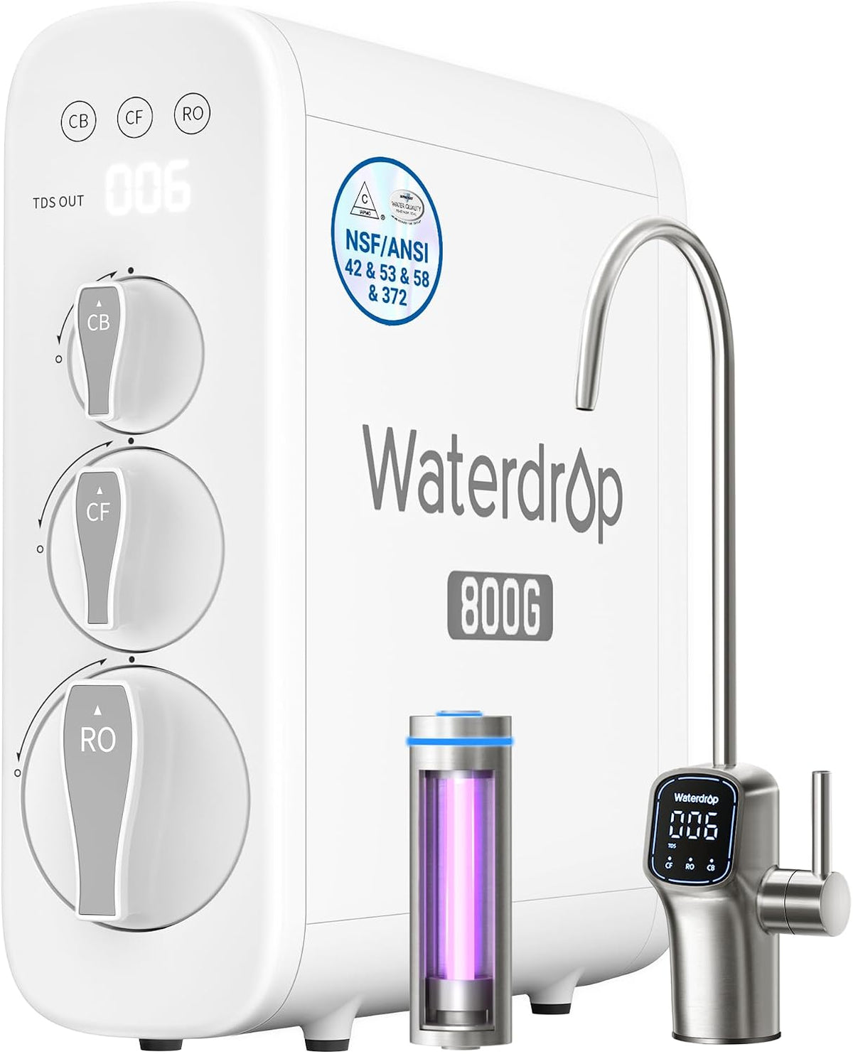 Sistemas integrado G3P800 Sistema de Ósmosis Inversa, 800 GPD de Alto Caudal, Waterdrop