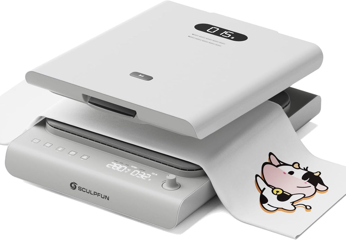 Prensas de impresión de SCULPFUN, H1 Prensa Termica Automática, Prensa de Calor con Pantalla LED Digital, Control De Temperatura, Presión Ajustable de