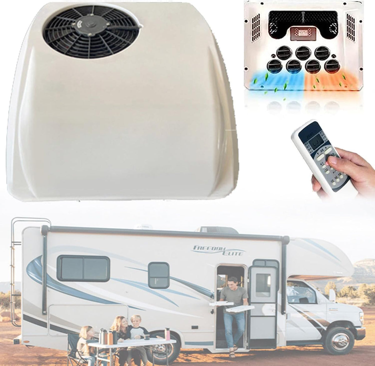 Aire acondicionado Qiang, Techo Camion con Refrigeración y Calefacción 2 en 1, DC 12V/24V/48V/60V/72V/90V Unidad Aire Acondicionado Eléctrico