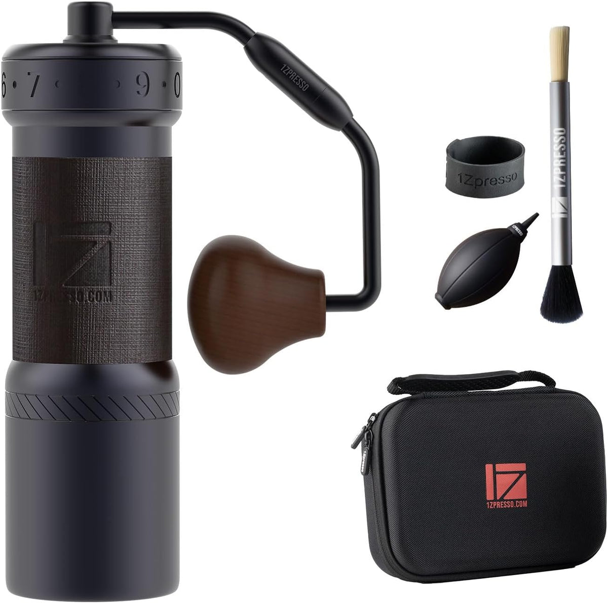 Molinillos de café manual 1Zpresso, K-Ultra - Molinillo de café manual gris hierro con funda de transporte, molienda de consistencia de montaje
