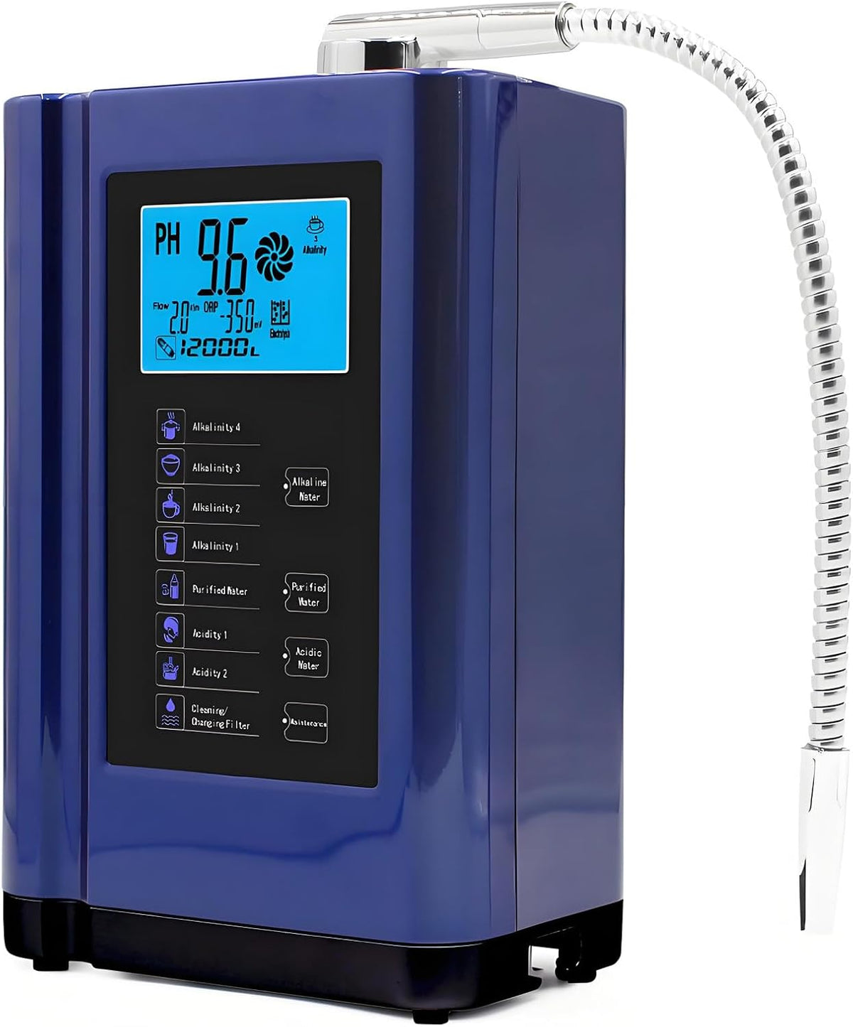 DNEPEI Purificadores de agua, Ionizador de agua alcalina, 7 ajustes de pH para beber y limpiar Blue