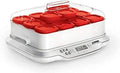 Yogurtera SEB, Family Multidélices - Yogurtera con 12 vasos, color blanco y metálico 12 botes - rojo blanco y rojo