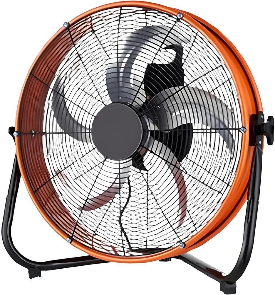 Ventiladores de suelo Ventilador de suelo industrial, circulador de aire de metal de alta velocidad, 250 W con 4 velocidades e inclinación de 130°