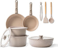 Baterías de cocina Juego de Ollas y Sartenes 14 Piezas Batería de Cocina Antiadherente, BOREINE