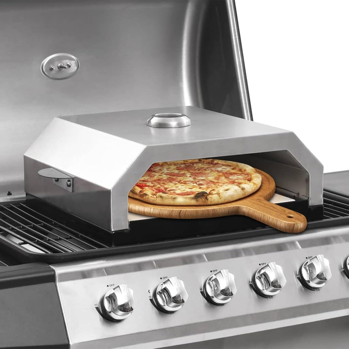 Hornos para asado de Gecheer, Horno de Pizza con Piedra de cerámica para Barbacoa carbón Gas