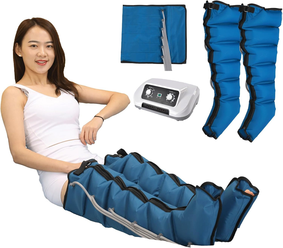 Masajeadores eléctricos para pi de LESBJFDM, Botas de Presoterapia para Masajeador de Piernas y Abdomen - Equipo Completo para Casa, 6 Cámaras