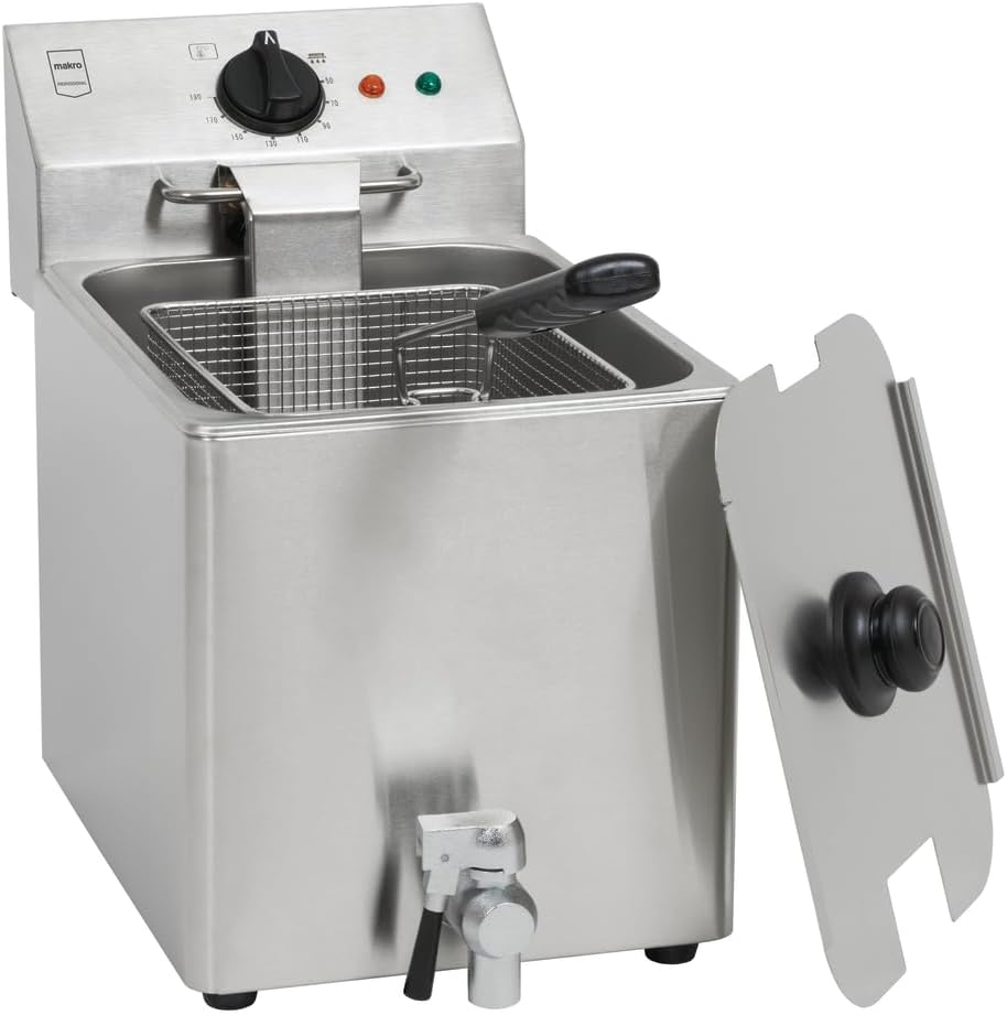 GDF3008 de METRO Professional, freidora, Eléctrica, Acero Inoxidable, 8 L, Termostato Ajustable, Indicadores Luminosos, Asas Resistentes al Calor