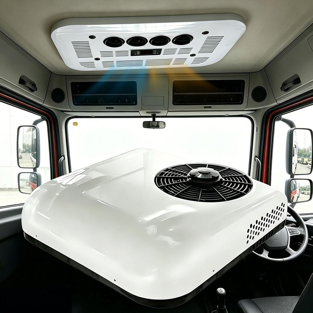 Generic Aire acondicionado portátil, de 12 V 24 V RV, unidad de refrigeración y calefacción de techo de 2200 W, aire acondicionado portátil CC para